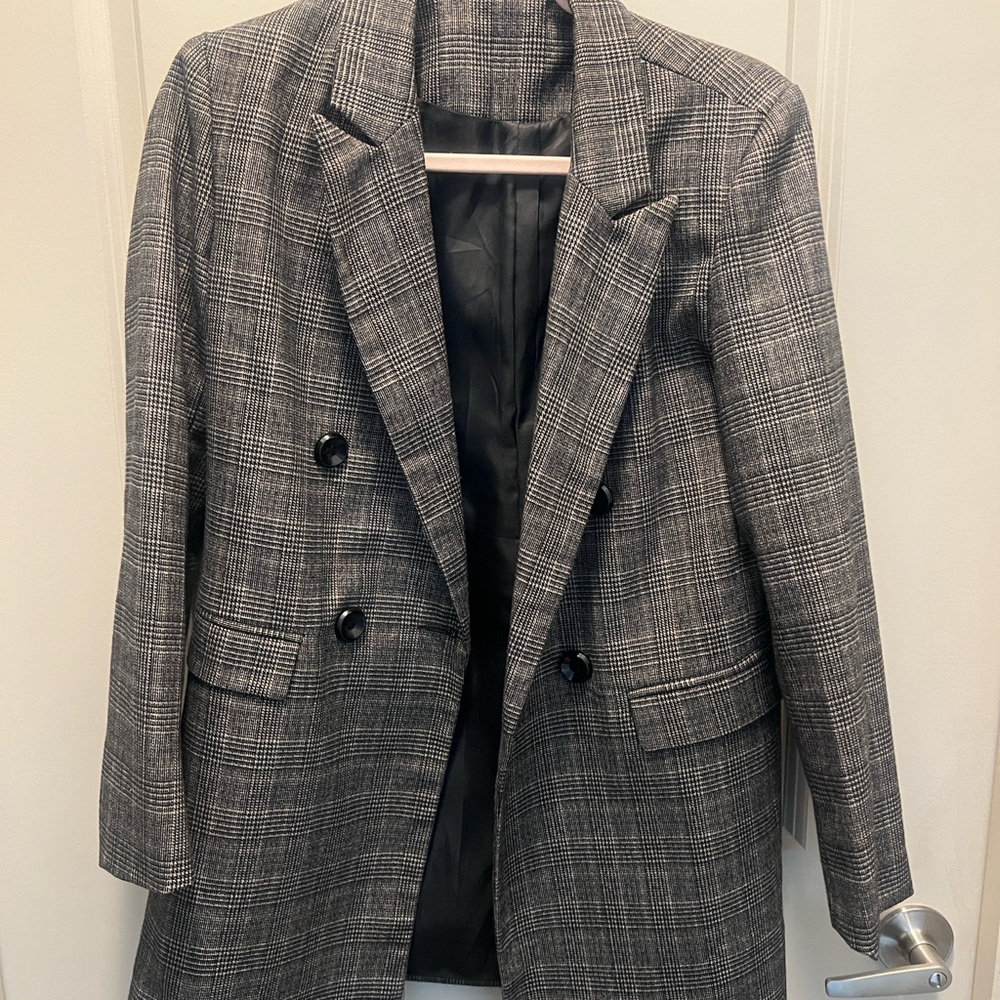 Women’s Gray Plaid Blazer